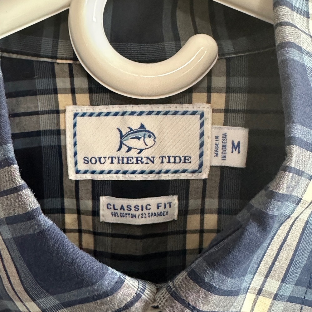 Southern Tide Mens Plaid Long Sleeve Button Down Cotton Shirt Classic Fit Medium - Picture 3 of 10